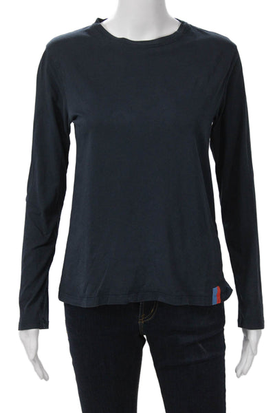 Kule Womens Long Sleeve Crew Neck Jersey T-Shirt Dark Blue 100% Cotton Size XS