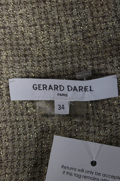Gerard Darel Women Beige Check Viscose Long Sleeve Button Up Blouse Size XS