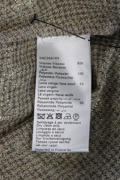 Gerard Darel Women Beige Check Viscose Long Sleeve Button Up Blouse Size XS