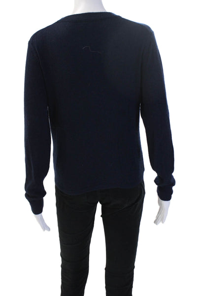 Minnie Rose Womens Pullover Sweater Dark Blue Crew Neck Long Sleeve Size XS