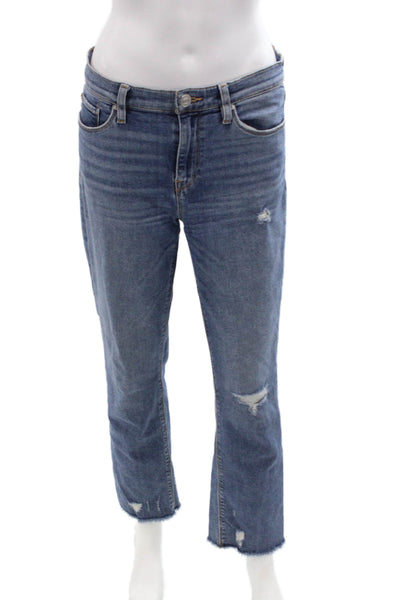 Hudson Womens Boyfriend Cropped Jeans Blue High Rise Button Size 28