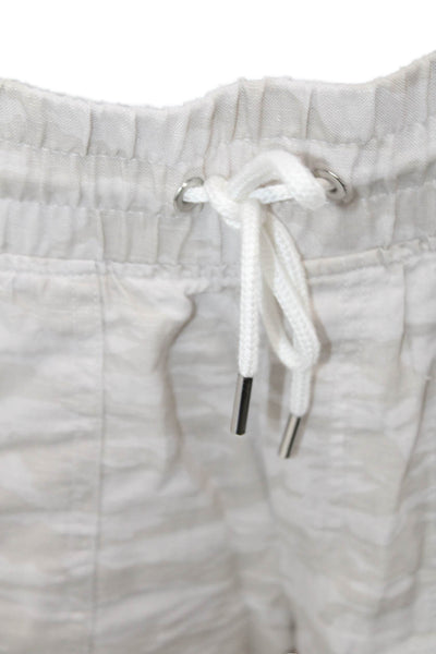 Athleta Women Jogger Pants Beige Linen Drawstring Army Camo Size 6