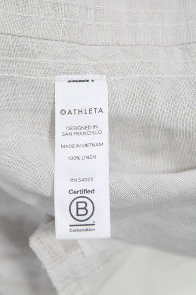 Athleta Women Jogger Pants Beige Linen Drawstring Army Camo Size 6