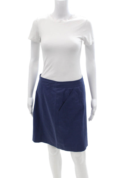 Theory Womens A-Line Mini Skirt Dark Blue 93% Cotton Size 6
