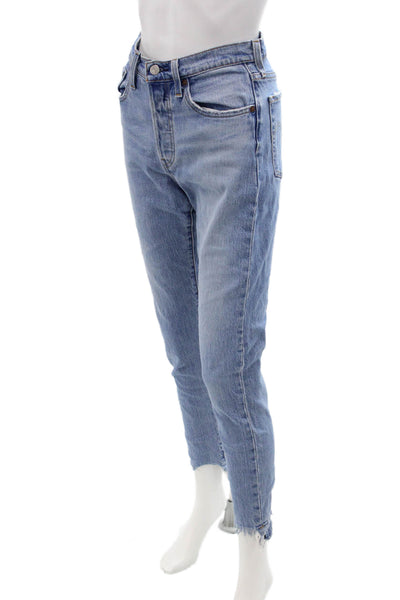 Levis Women Ankle Cropped Mom Jeans Blue High Rise 26 Inseam Size 25