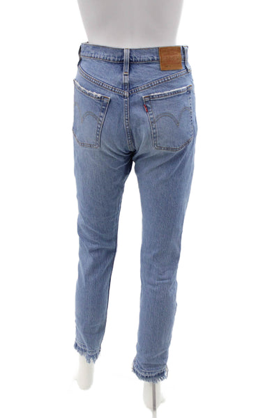 Levis Women Ankle Cropped Mom Jeans Blue High Rise 26 Inseam Size 25