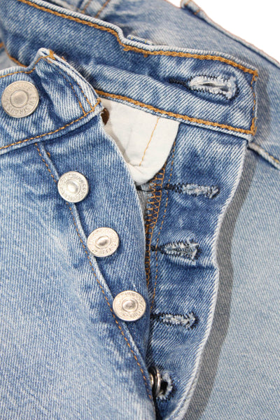Levis Women Ankle Cropped Mom Jeans Blue High Rise 26 Inseam Size 25