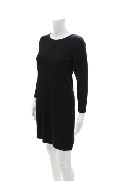 Theory Womens Shift Dress Black Long Sleeve Round Neck Size S