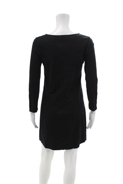 Theory Womens Shift Dress Black Long Sleeve Round Neck Size S
