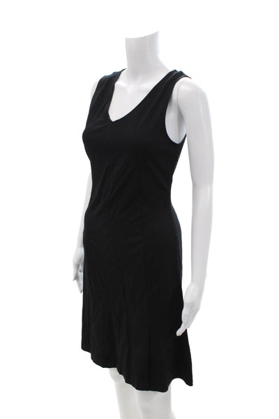 Theory Womens Tank Dress Black V Neck Sleeveless Knee Length Zip Size S