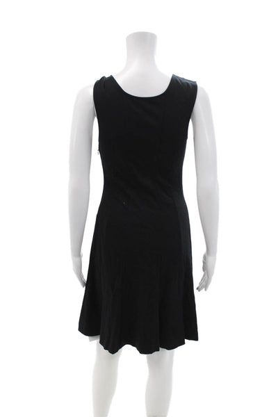 Theory Womens Tank Dress Black V Neck Sleeveless Knee Length Zip Size S