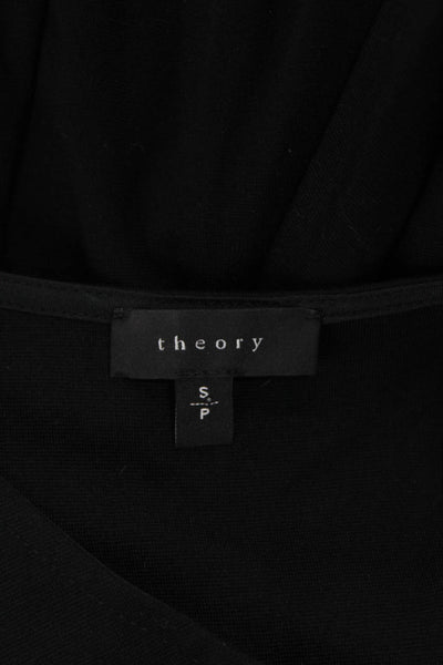 Theory Womens Tank Dress Black V Neck Sleeveless Knee Length Zip Size S