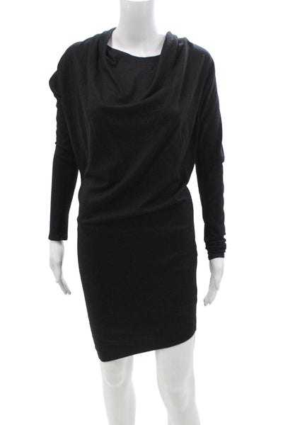 Helmut Lang Womens Sheath Sweater Dress Black Wool Long Sleeve Size 0P