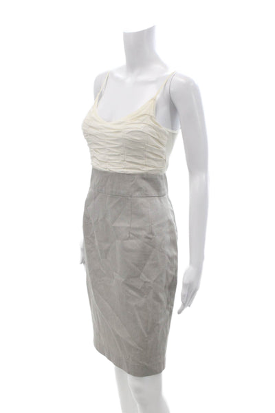 Iisli Women Gray Bodycon Pencil Dress Sleeveless Hook & Eye Cotton Rayon Size 2