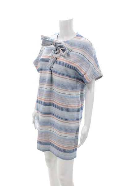 Mara Hoffman Women Shift Tee Dress Light Blue Striped Size XS