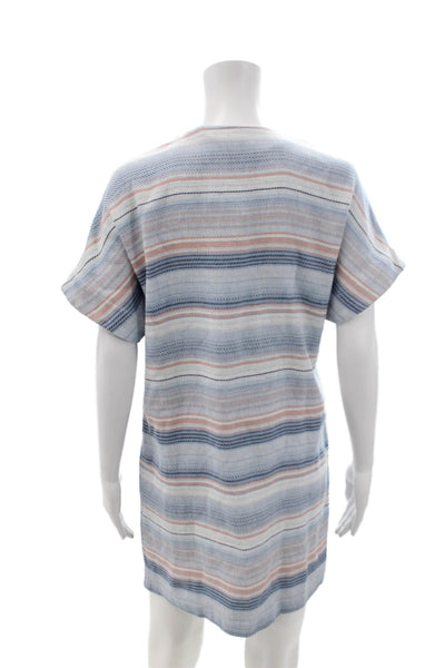 Mara Hoffman Women Shift Tee Dress Light Blue Striped Size XS