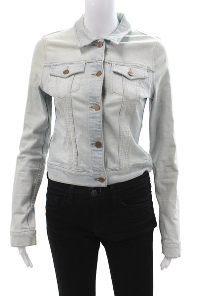 J Brand Womens Light Blue Collared Long Sleeve 90s Cotton Jacket Size S