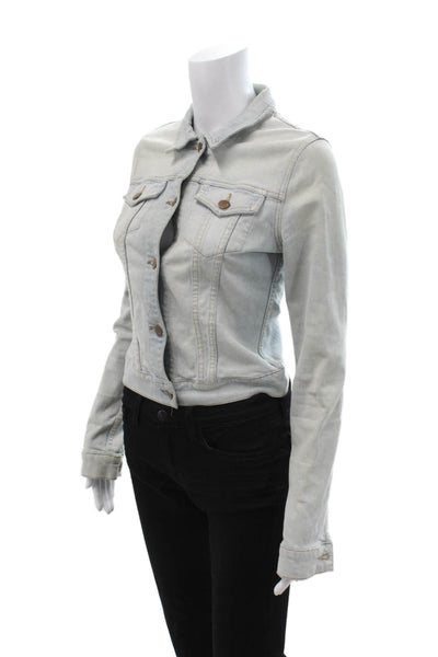 J Brand Womens Light Blue Collared Long Sleeve 90s Cotton Jacket Size S