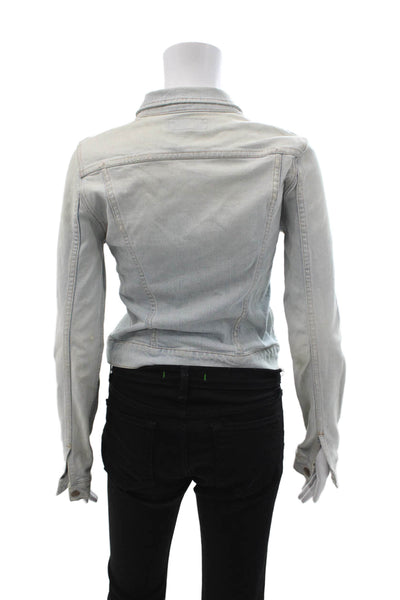J Brand Womens Light Blue Collared Long Sleeve 90s Cotton Jacket Size S
