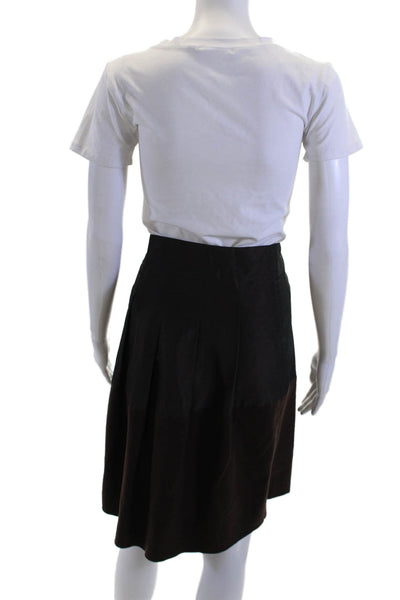 Gunex Womens A-Line Pleated Skirt Black Silk Polyester Knee Length Size 8