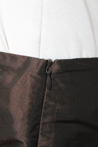 Gunex Womens A-Line Pleated Skirt Black Silk Polyester Knee Length Size 8