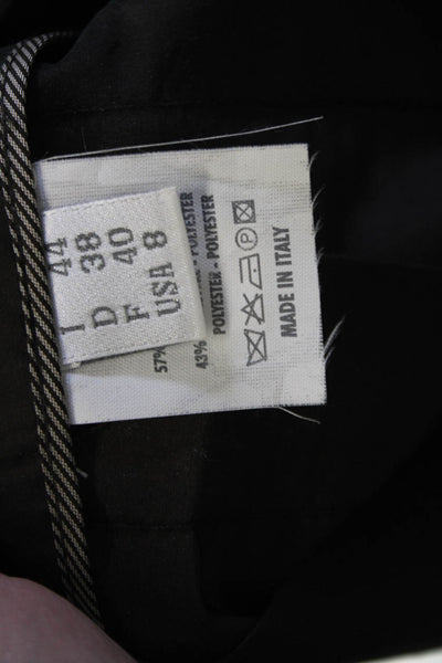 Gunex Womens A-Line Pleated Skirt Black Silk Polyester Knee Length Size 8