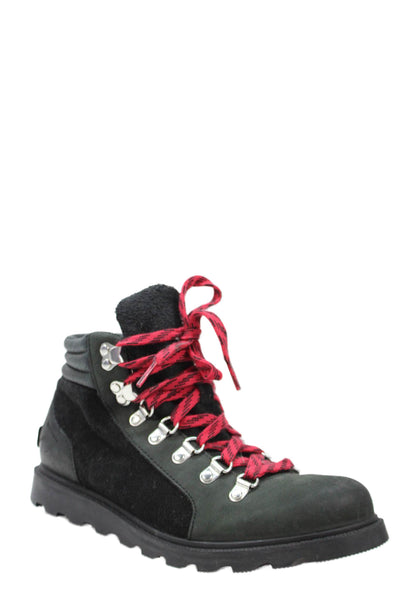 Sorel Mens Lace Up Silver Tone Hardware Lined Booties Black Size 8
