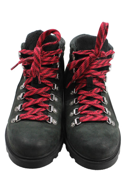 Sorel Mens Lace Up Silver Tone Hardware Lined Booties Black Size 8