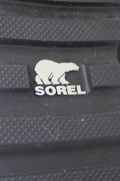 Sorel Mens Lace Up Silver Tone Hardware Lined Booties Black Size 8
