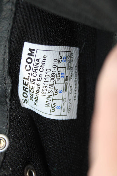Sorel Mens Lace Up Silver Tone Hardware Lined Booties Black Size 8