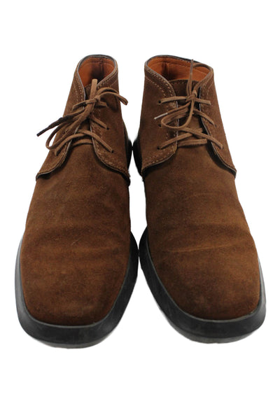 Tods Mens Suede Textured Lined Lace Up Booties Brown Size EUR 38.5