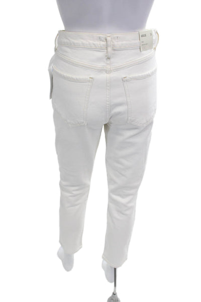 Agolde Women White Ankle Cropped Skinny Jeans Button Mid Rise Size 28