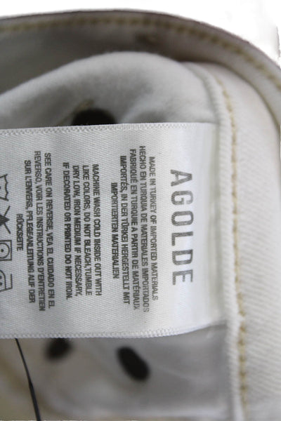 Agolde Women White Ankle Cropped Skinny Jeans Button Mid Rise Size 28