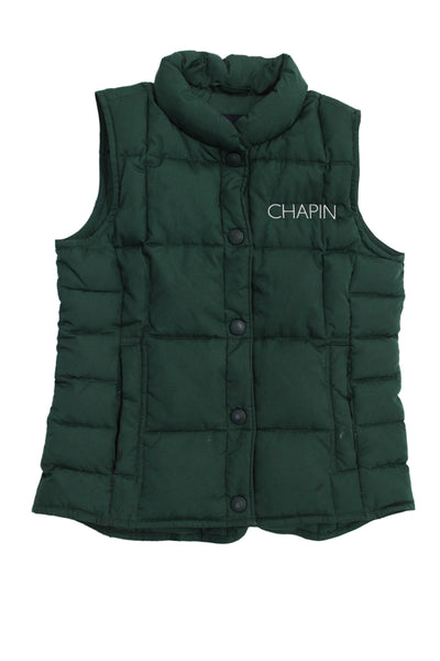 Lands End Boys Sleeveless Button Puffer Vest Green Size M