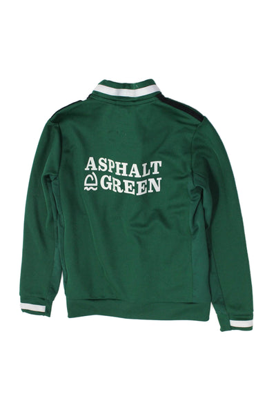 Adidas Unisex Windbreaker Green High Neck Zip Graphic Polyester Size S