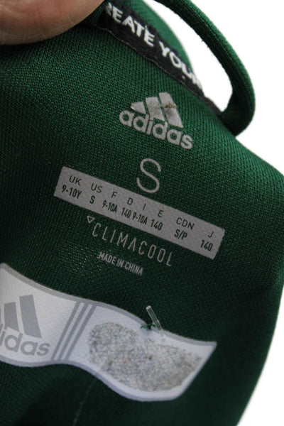 Adidas Unisex Windbreaker Green High Neck Zip Graphic Polyester Size S