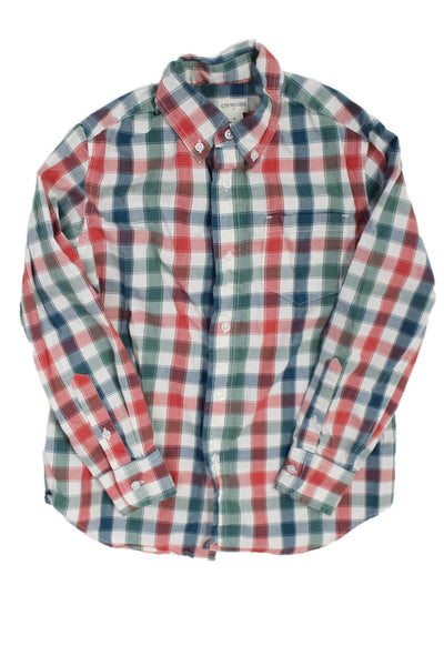 Crewcuts Boys Long Sleeve Plaid Button Down Shirt Red Size 08