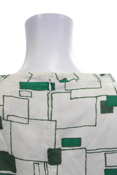 Lee Andersen Women Tunic 3/4 Sleeve Round Neck Geometric Green Polyester Size L
