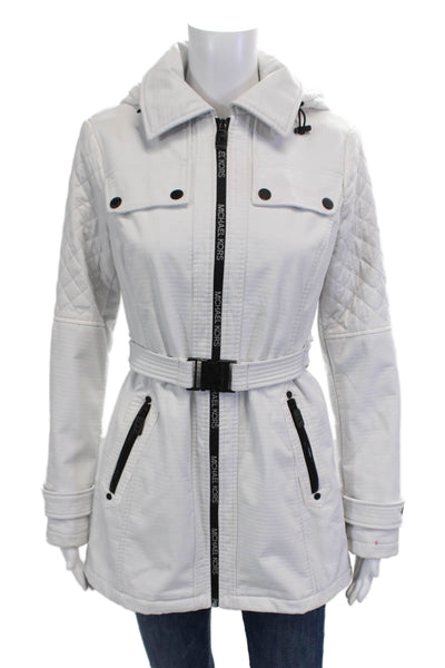 Michael Michael Kors Women Quilted Anorak White Buckle Long Sleeve Size XS