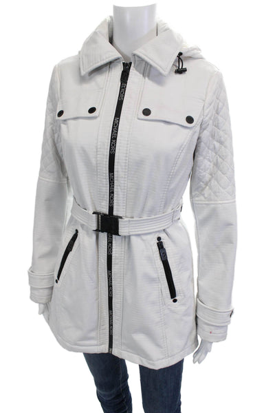 Michael Michael Kors Women Quilted Anorak White Buckle Long Sleeve Size XS