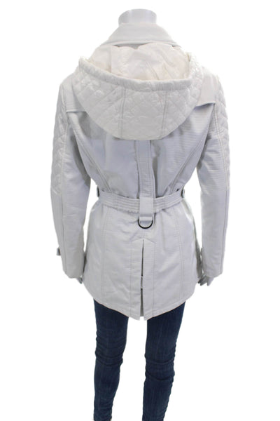 Michael Michael Kors Women Quilted Anorak White Buckle Long Sleeve Size XS