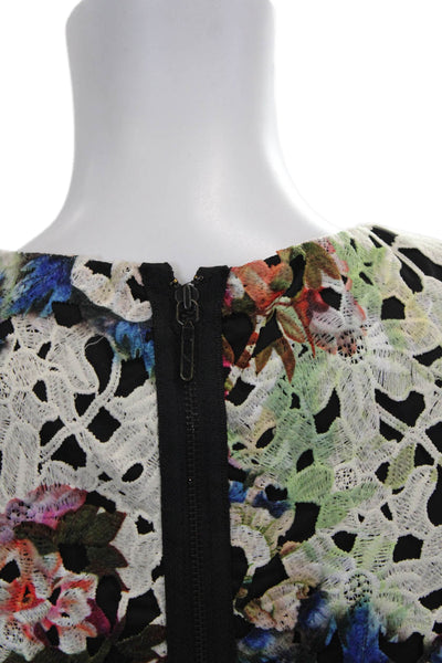 Artelier Nicole Miller Womens Cropped Floral Sleeveless Blouse Multi Size S