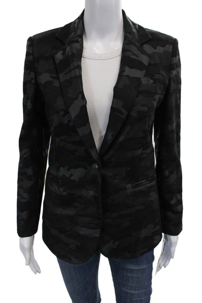 Insight Women Black Camo Blazer Collared Button Long Sleeve Size 2