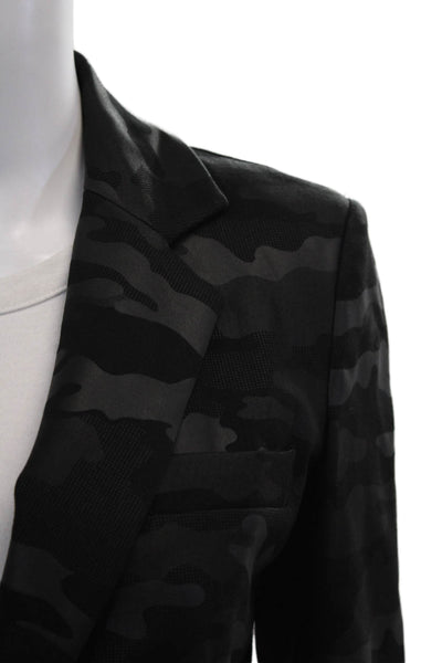 Insight Women Black Camo Blazer Collared Button Long Sleeve Size 2