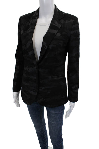 Insight Women Black Camo Blazer Collared Button Long Sleeve Size 2