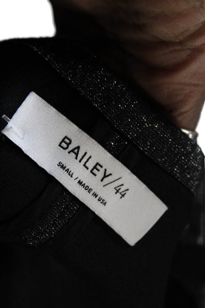 Bailey 44 Women Black Collared Blazer Button Long Sleeve 80s Rayon Lurex Size S