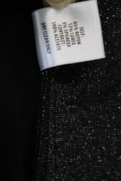 Bailey 44 Women Black Collared Blazer Button Long Sleeve 80s Rayon Lurex Size S