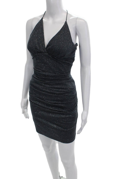 Laundry by Shelli Segal Women Bodycon Mini Dress Black V-Neck Sleeveless Size 2