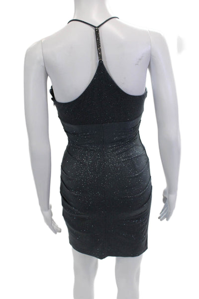 Laundry by Shelli Segal Women Bodycon Mini Dress Black V-Neck Sleeveless Size 2