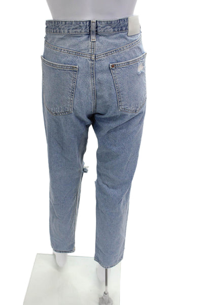 &Denim Womens Boyfriend Mom Jeans Light Blue Mid Rise Size 28